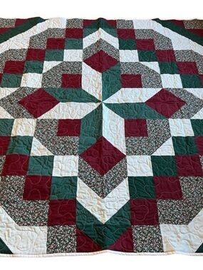 New Handmade Patchwork Quilt. Bedspread or large throw 68x69” Cottagecore